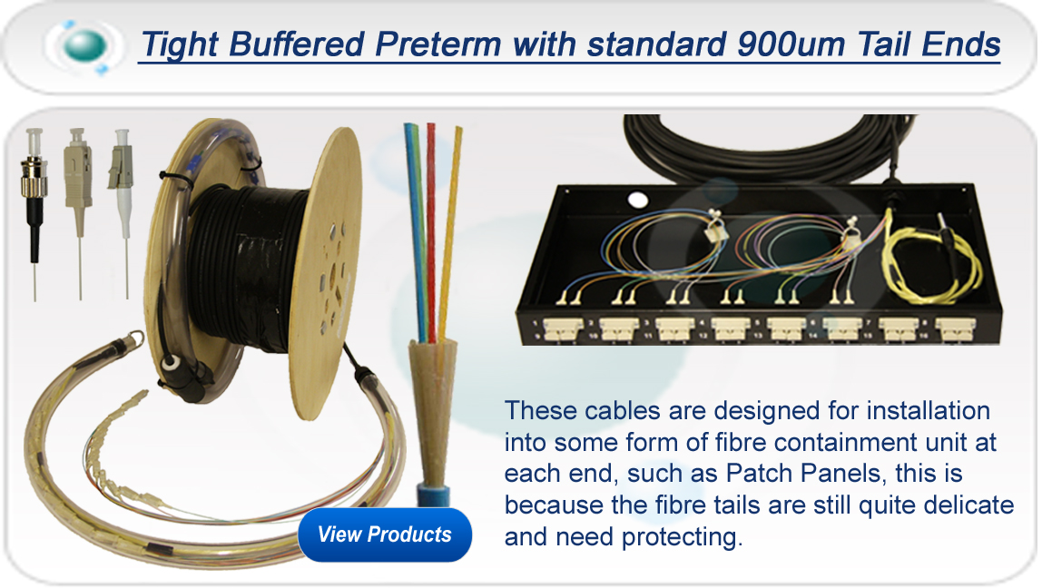 4-24 Core Tight Buffered Pre-terminated fibre cables with Standard 900um Tail Ends